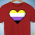Nonbinary Pride 8-Bit Pixel Heart Premium Unisex T-Shirt - Red